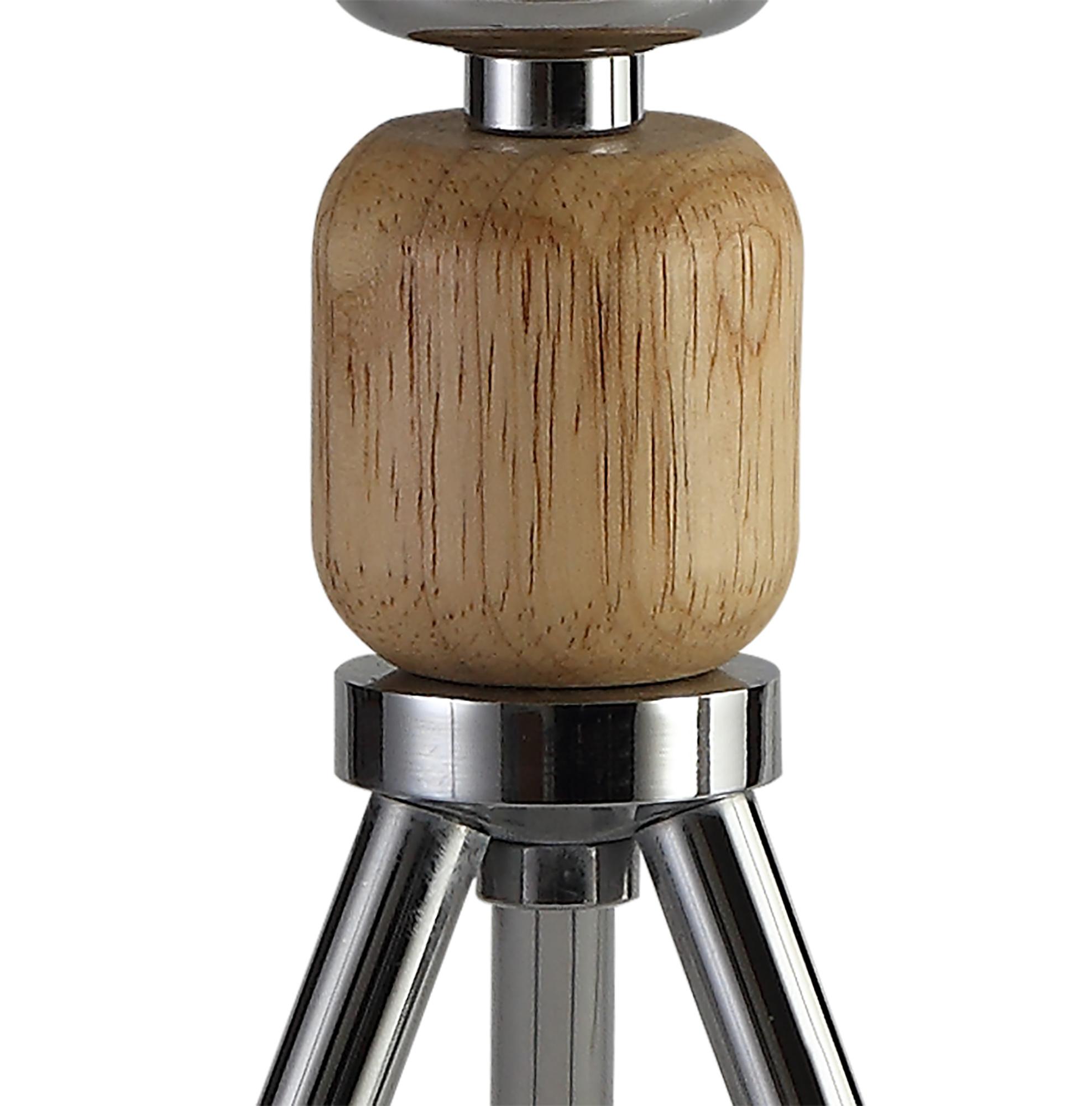 Tripp Table Lamp, 1 Light E27, Dimmable, Polished Chrome/Wood, (Lamps Not Included)