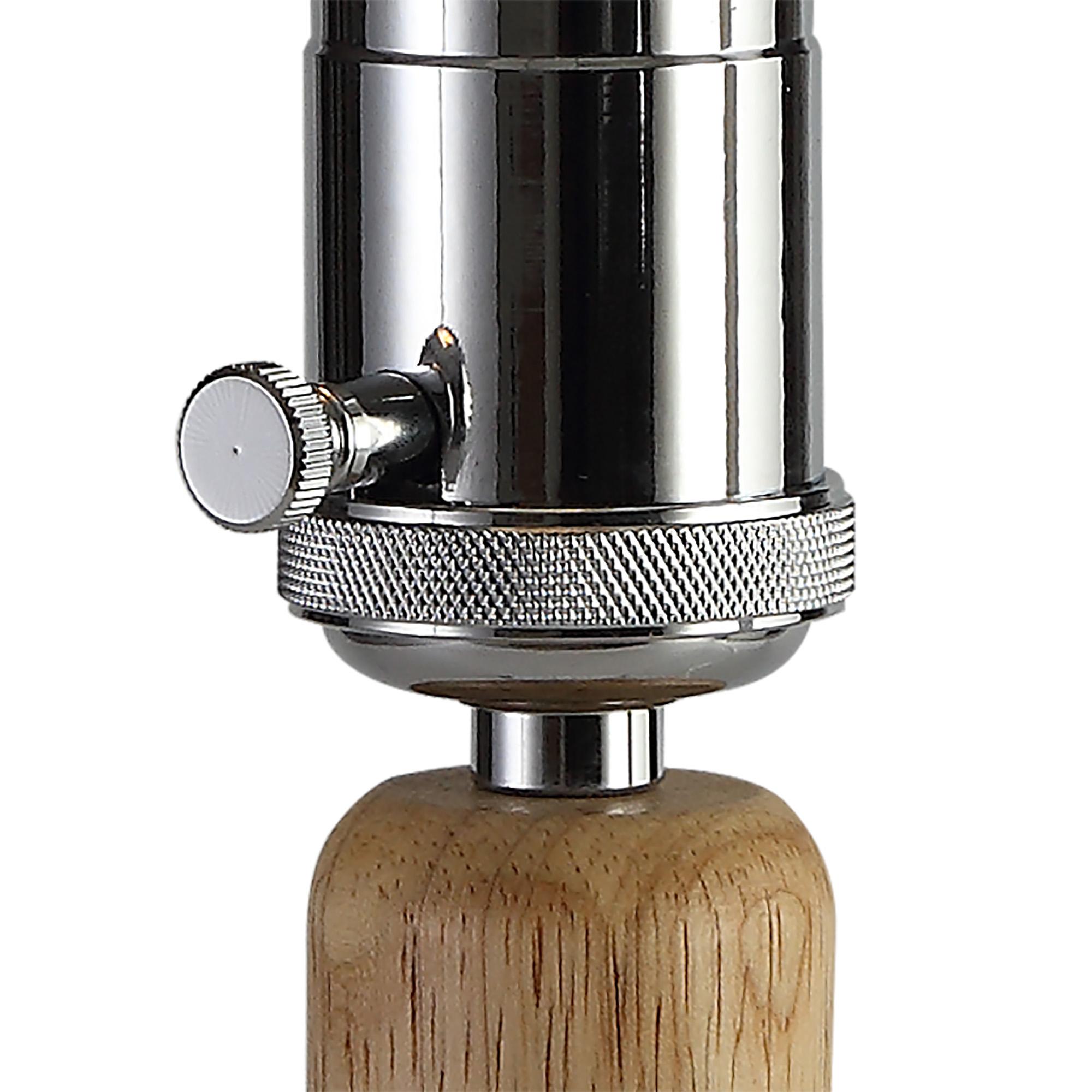 Tripp Table Lamp, 1 Light E27, Dimmable, Polished Chrome/Wood, (Lamps Not Included)