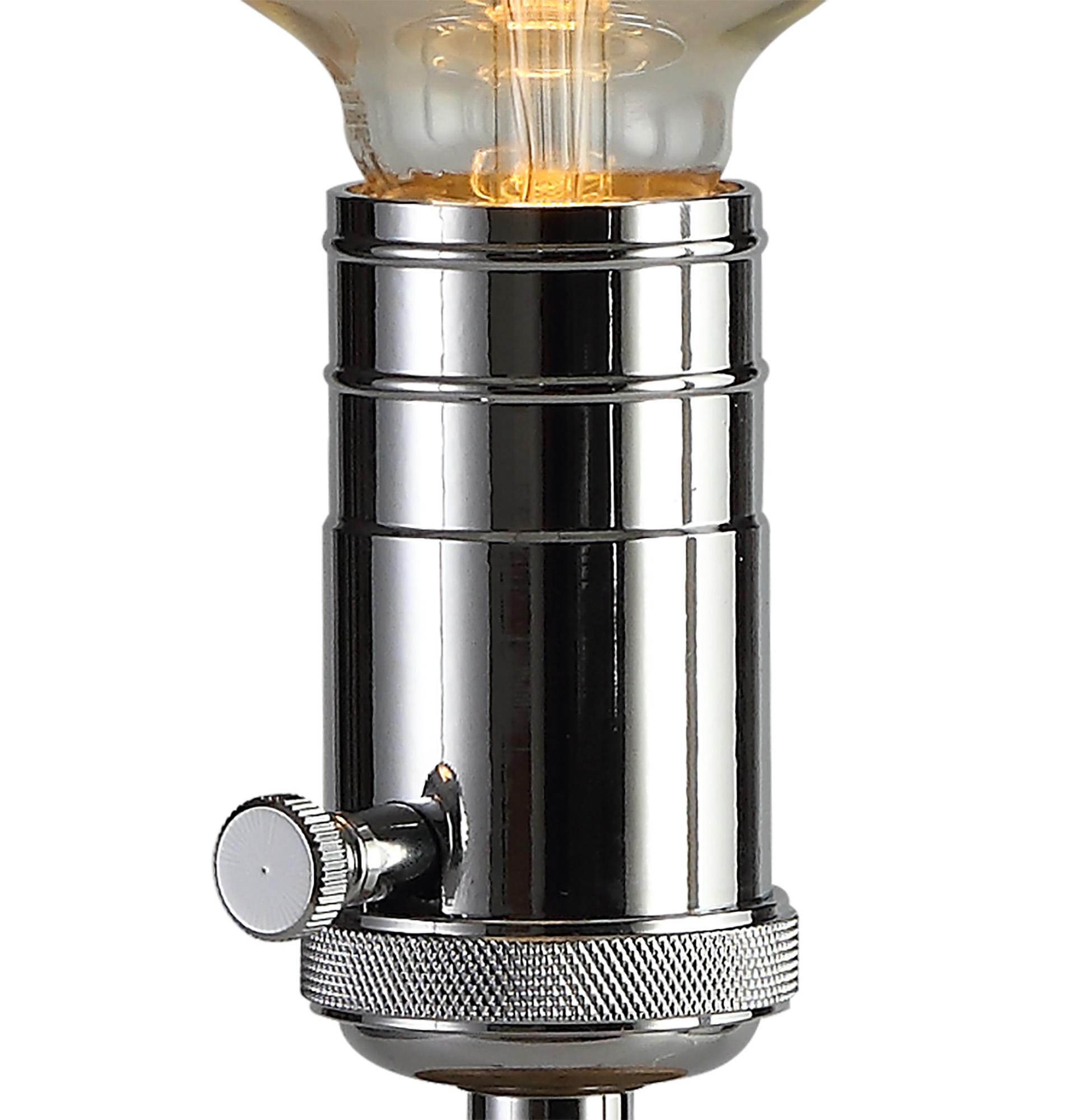 Tripp Table Lamp, 1 Light E27, Dimmable, Polished Chrome/Wood, (Lamps Not Included)