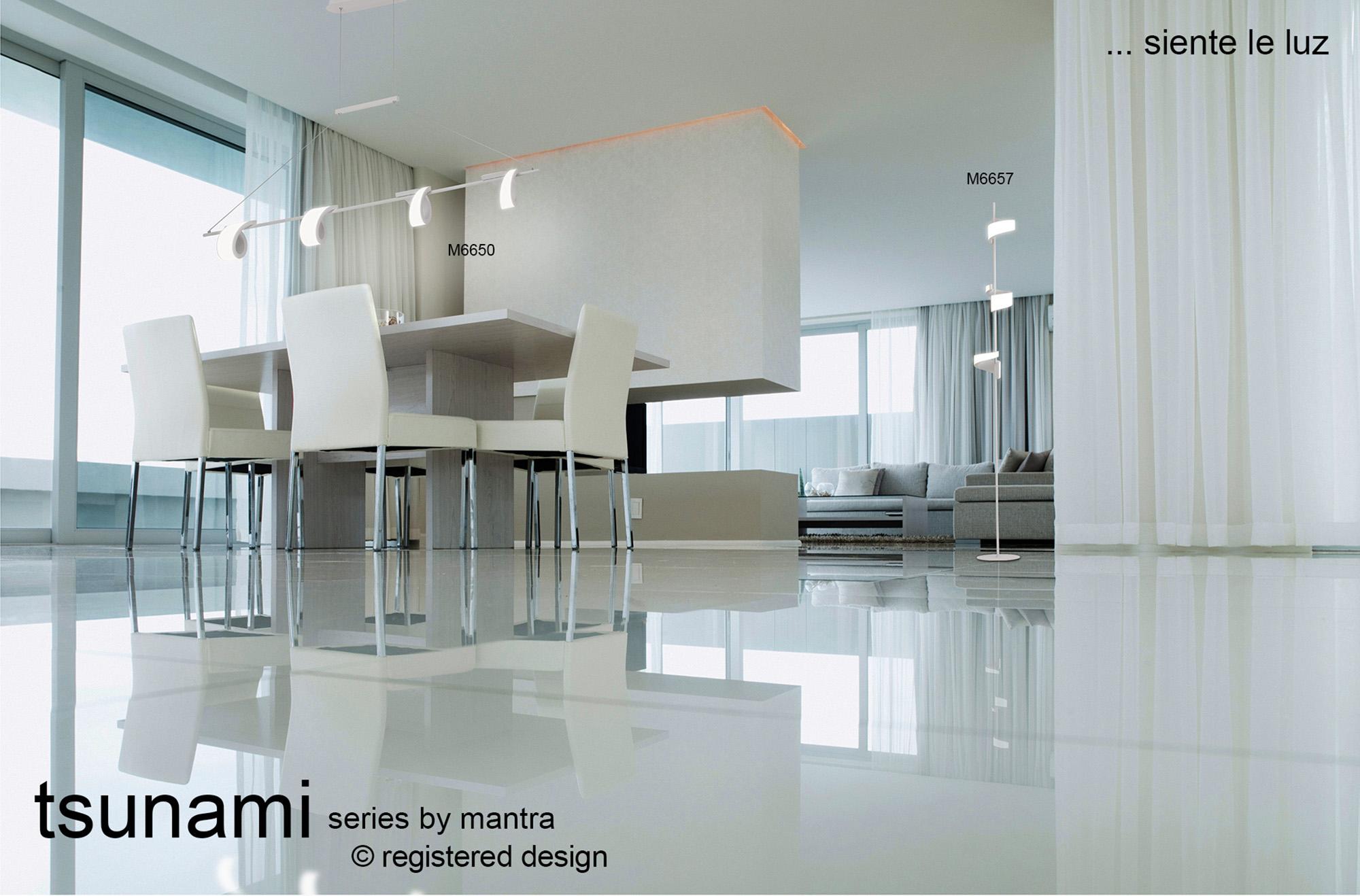 Tsunami 4 Light Linear Pendant , 48W LED, 3000K, 3600lm, Sand White, 3yrs Warranty