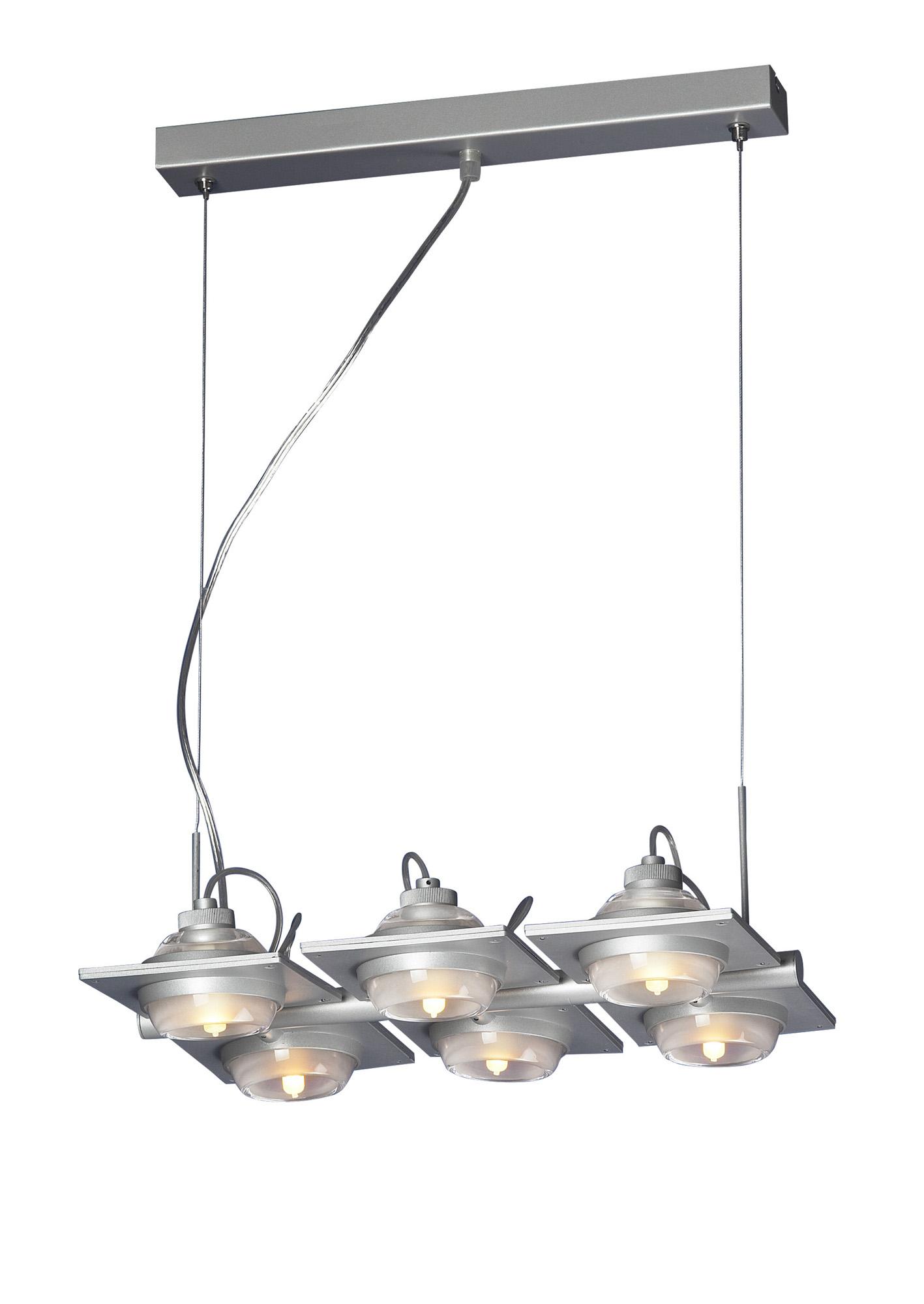 (0040 002) Ull Rectangular Pendant 6 Light G9 Silver Grey