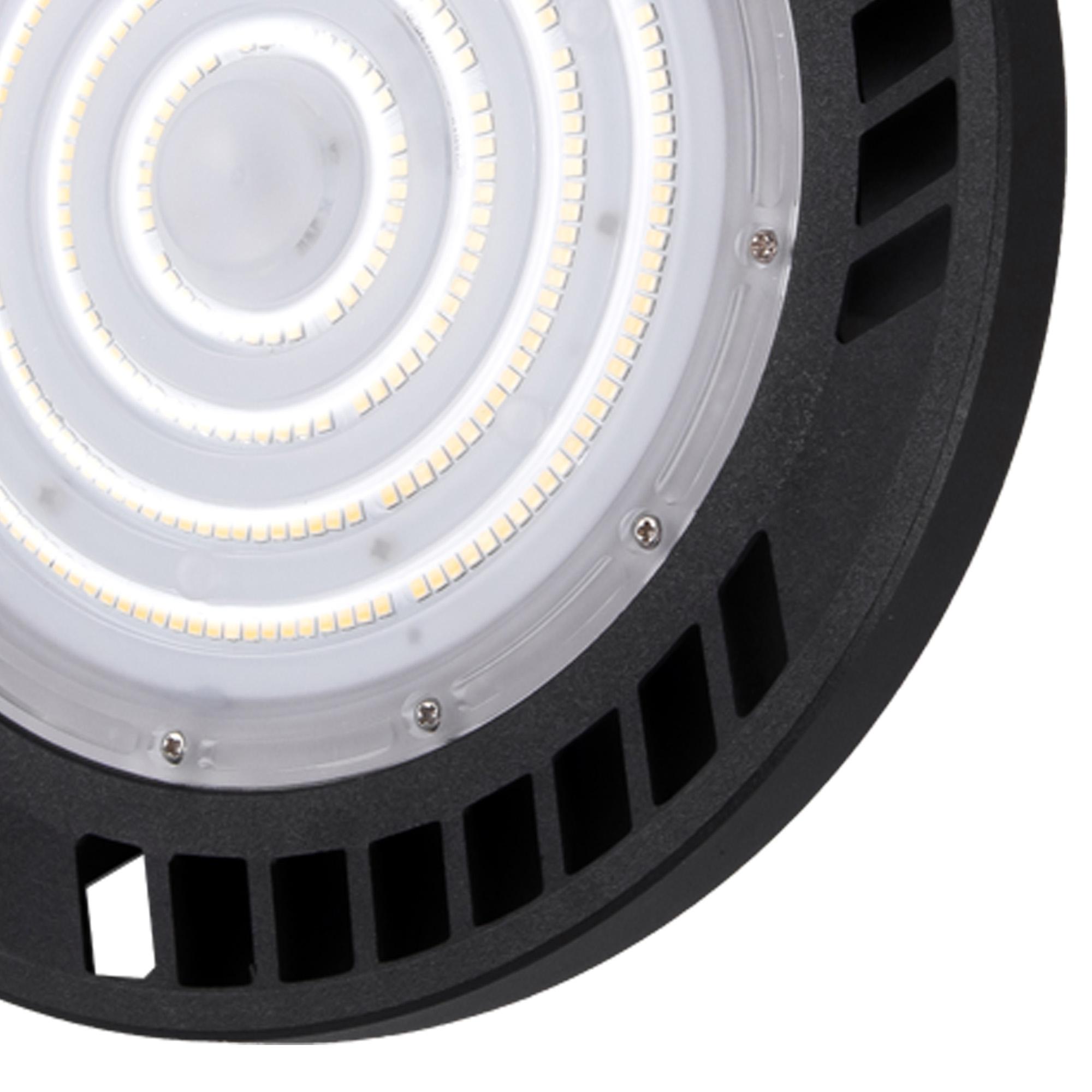 Urano 26cm UFO Bay Downlight, 150W LED 90º, 5000K, 22500lm, Black, IP65, 3yrs Warranty