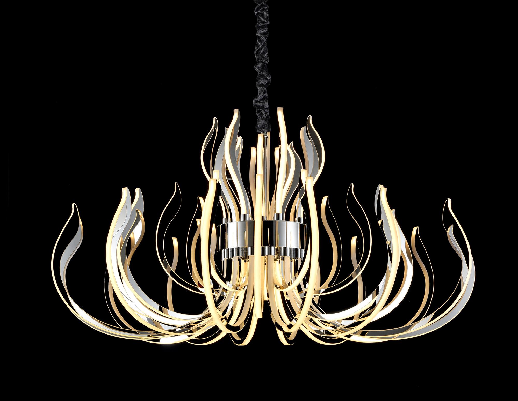 Versailles 133cm Pendant, 553W LED, 3000K, 3 Way Relay, 26715lm, Polished Chrome, 3yrs Warranty, (REQUIRES CONSTRUCTION/CONNECTION) Item Weight: 29kg
