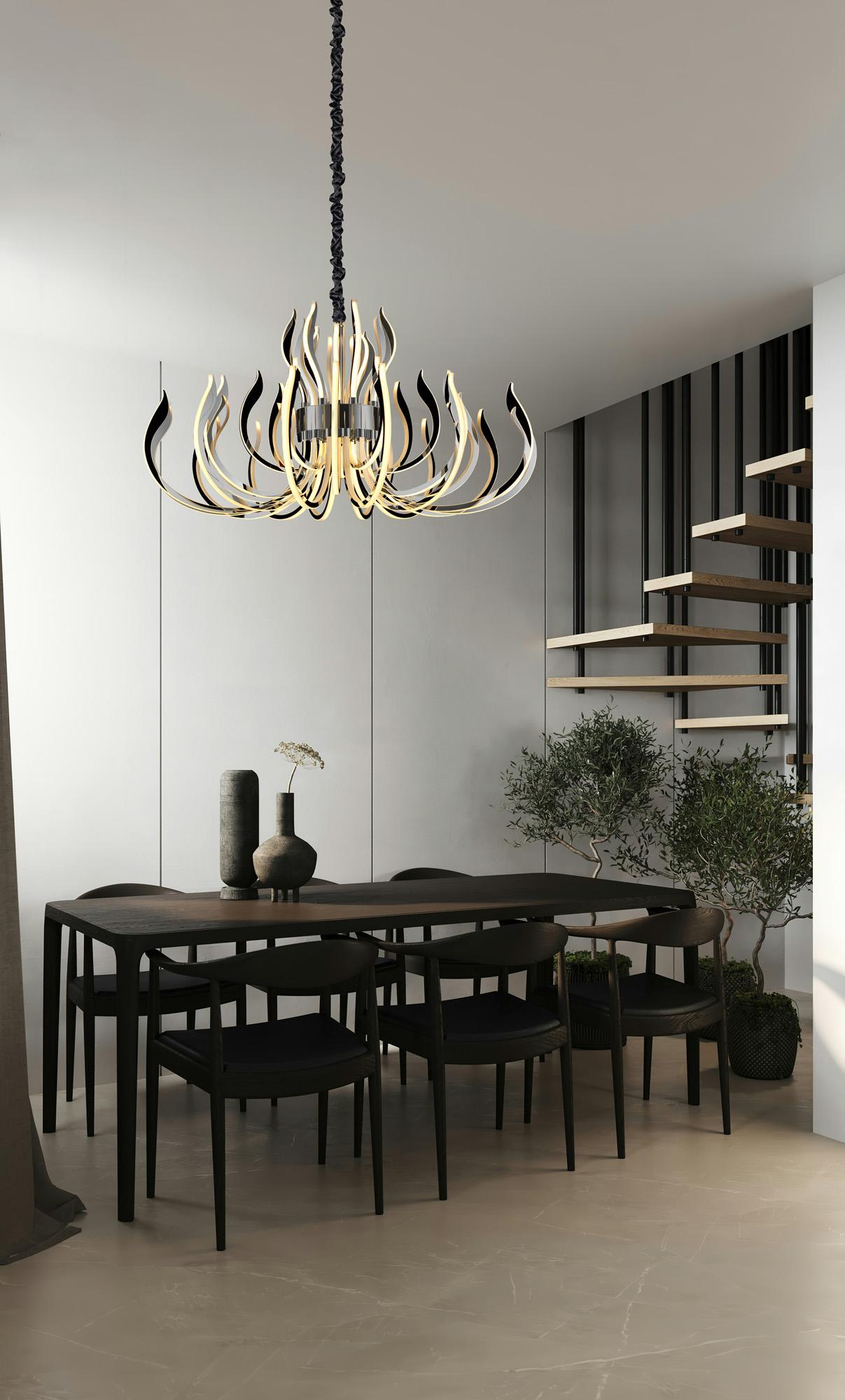 Versailles 133cm Pendant, 553W LED, 3000K, 3 Way Relay, 26715lm, Polished Chrome, 3yrs Warranty, (REQUIRES CONSTRUCTION/CONNECTION) Item Weight: 29kg