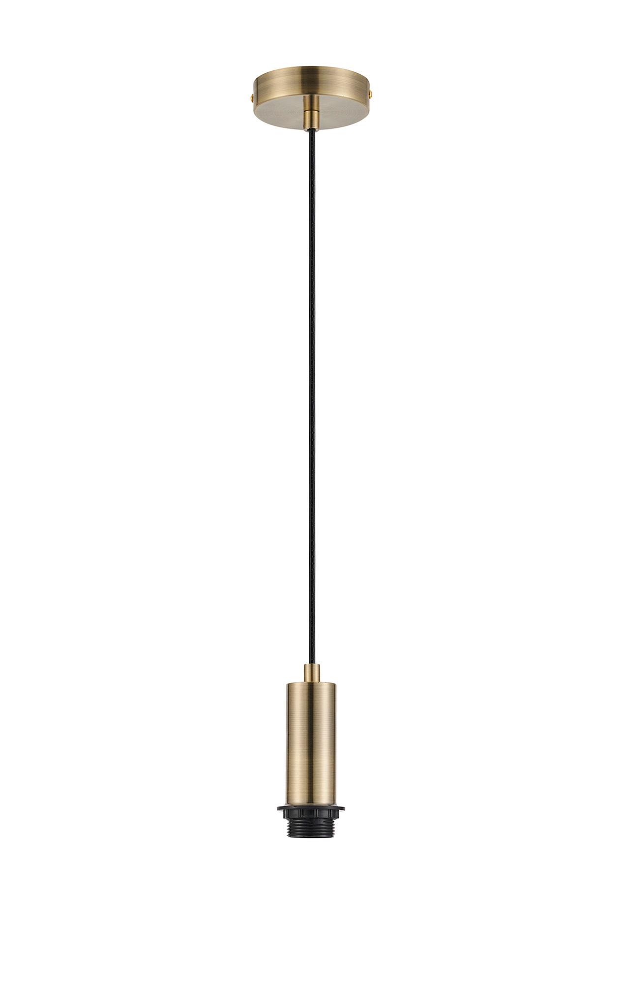 Wick 10cm Body 1.5m 1 Light Pendant, 1 x E27, Antique Brass