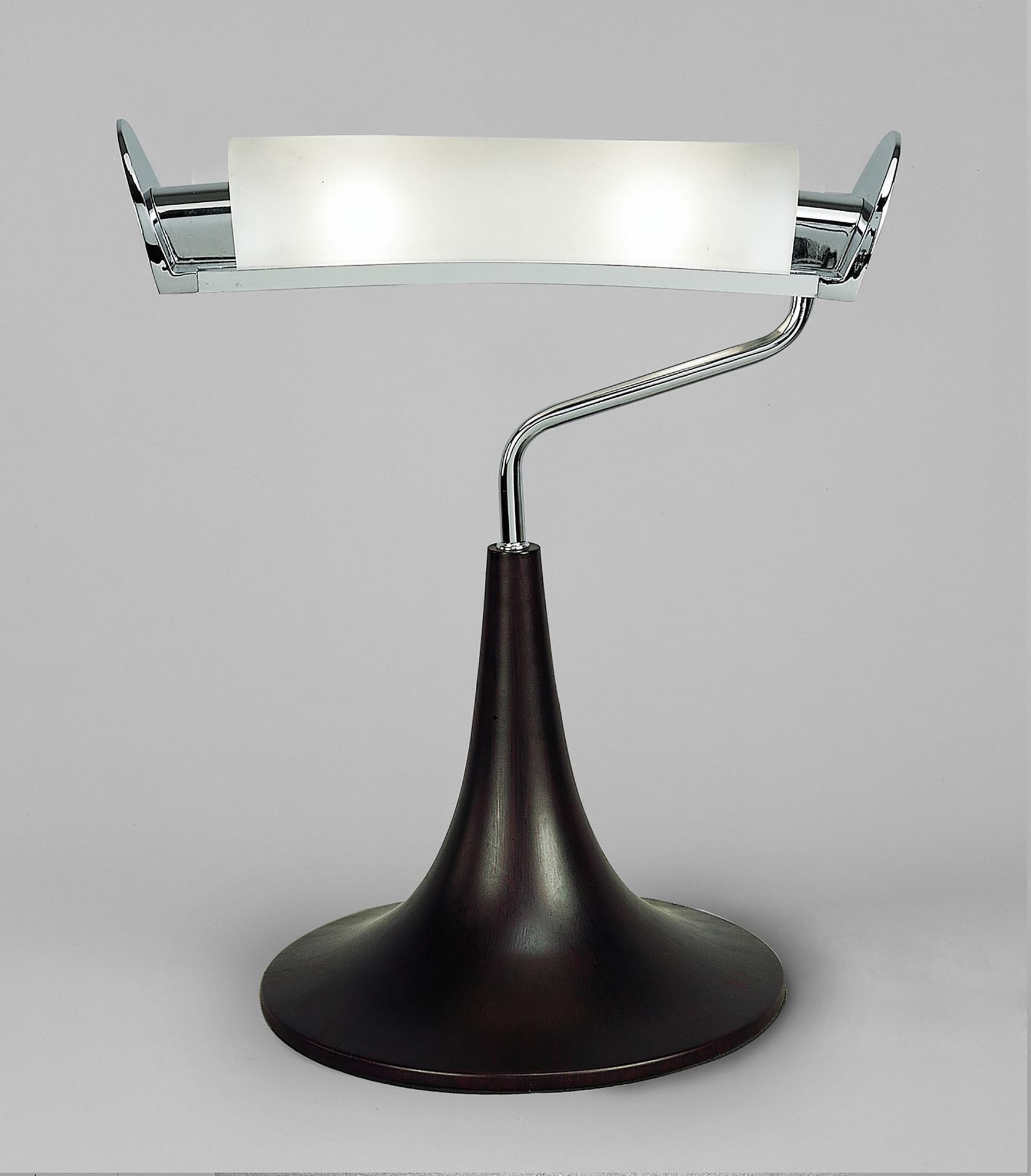 Zira Table Lamp 2 Light G9, Polished Chrome/Frosted White Glass/Wenge