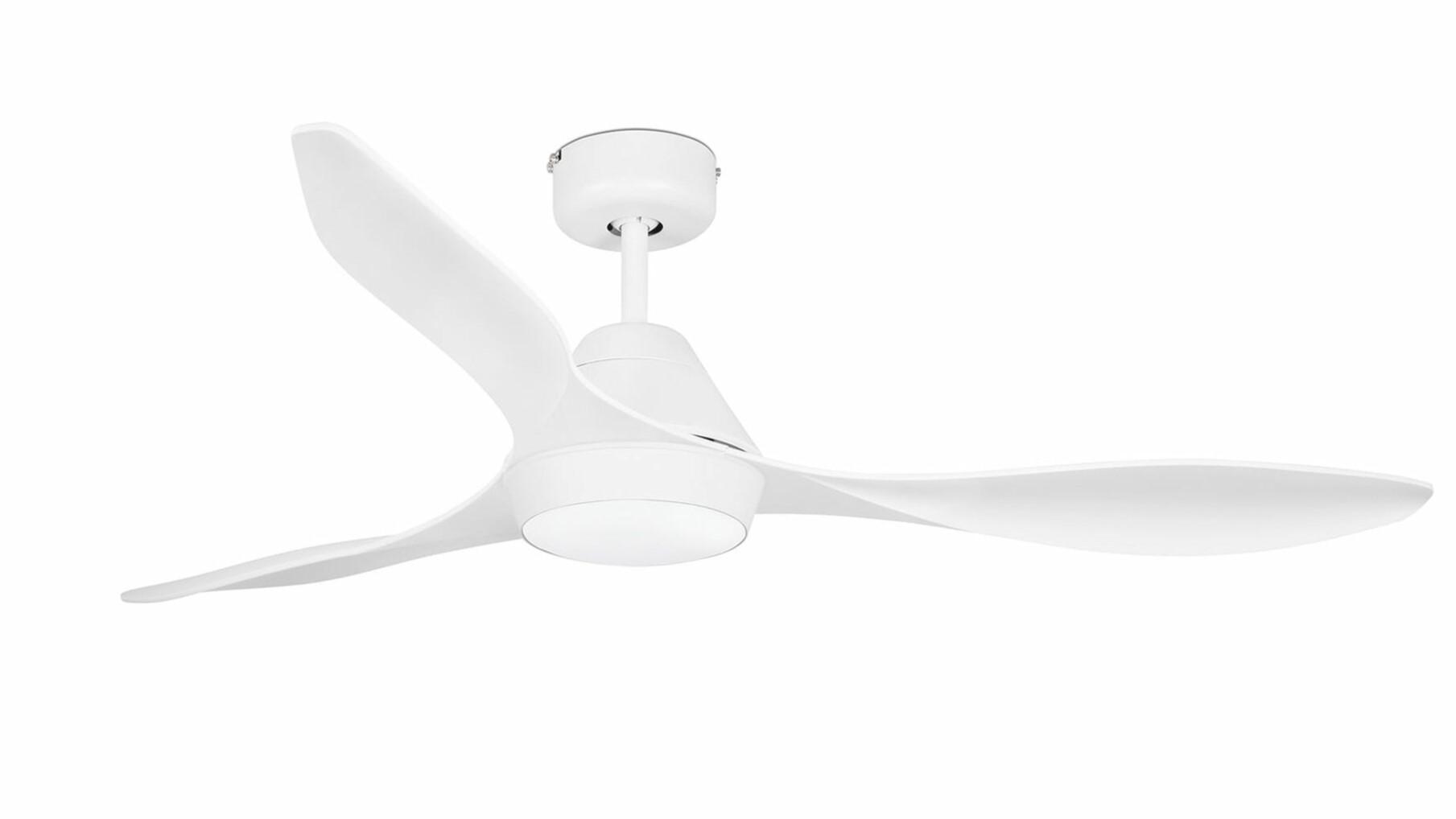 Polaris 132cm White-White Ceiling Fan with Light & Remote Control by Faro