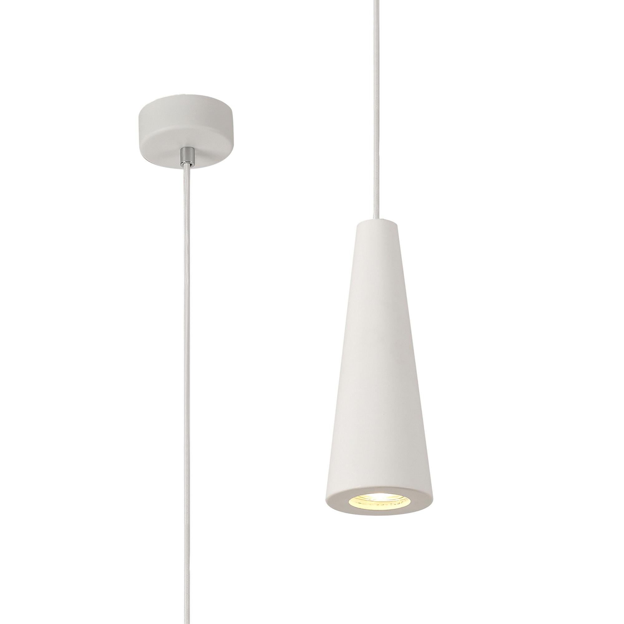 Alina 9cm Cone Pendant, 1 x GU10, White Paintable Gypsum