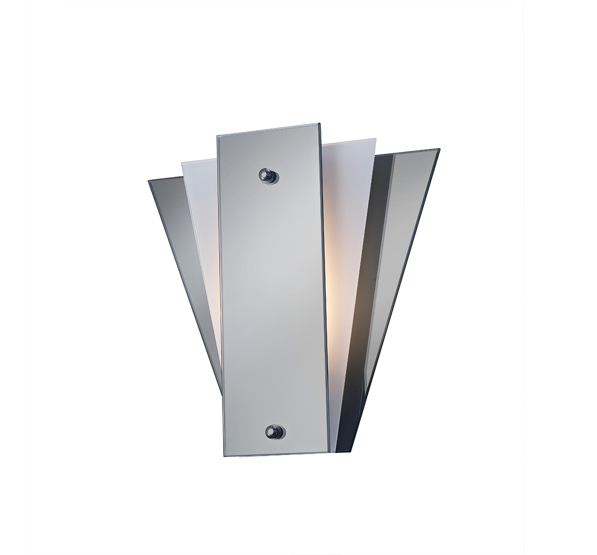 * Atlantis 250 x 260mm Wall Lamp, 1 Light E27 Smoked Mirror/Frosted