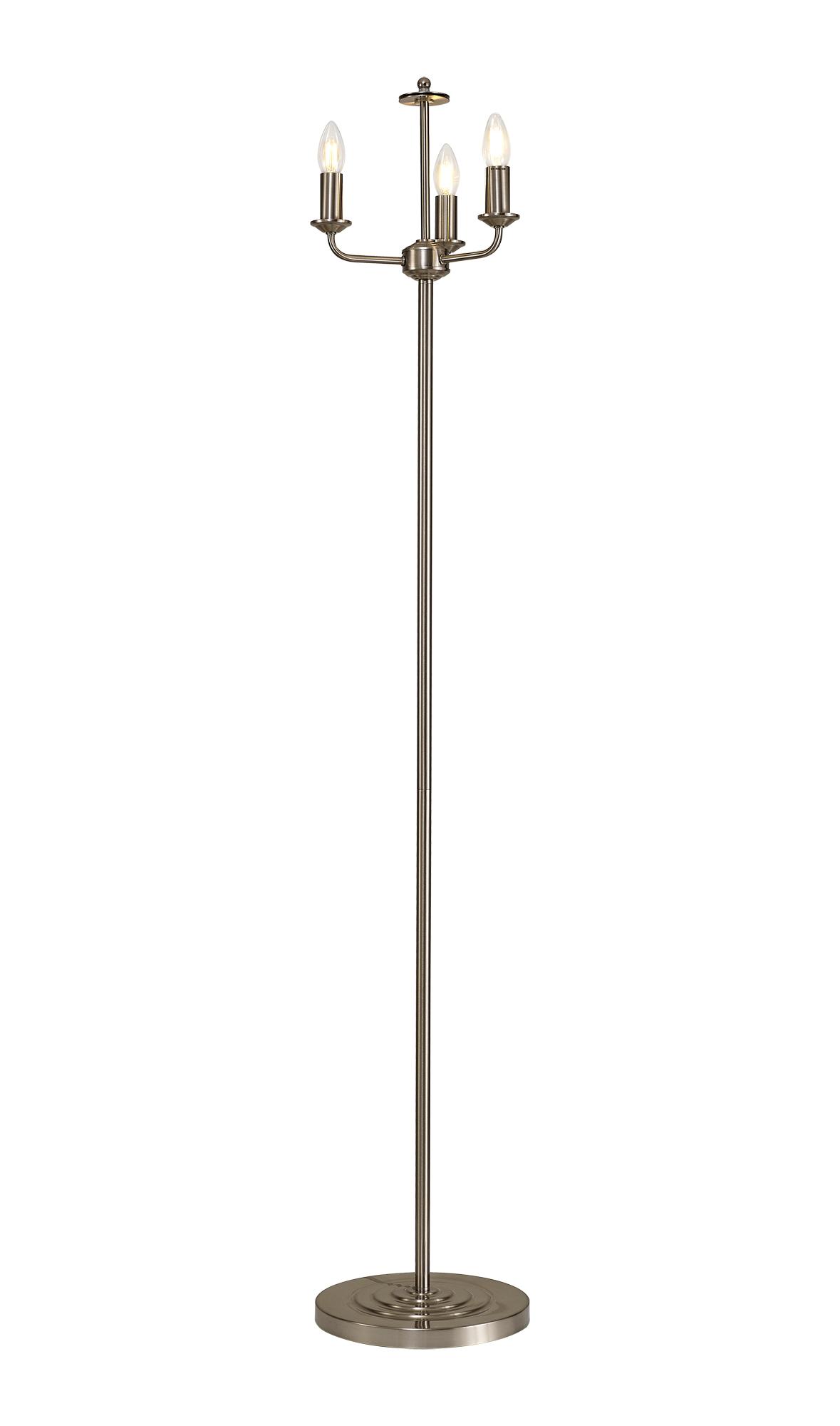 Banyan 3 Light Switched Floor Lamp Without Shade, E14 Satin Nickel