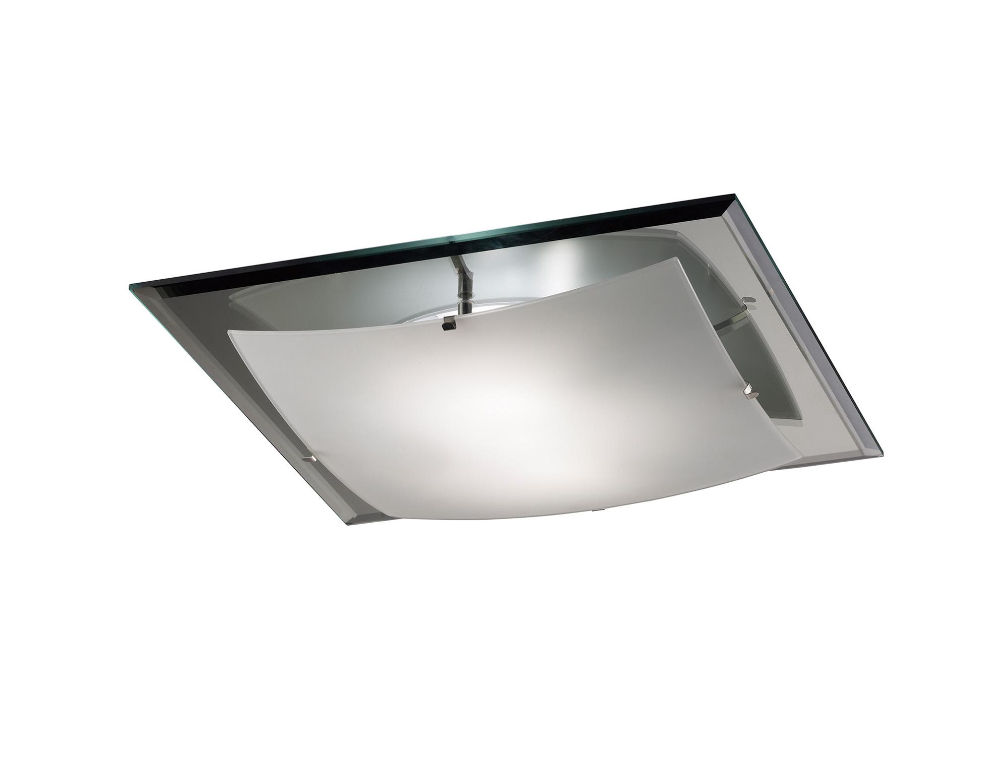 * Brooklyn Flush Ceiling, 420mm Square, 3 Light E27 Frosted/Smoked Mirror