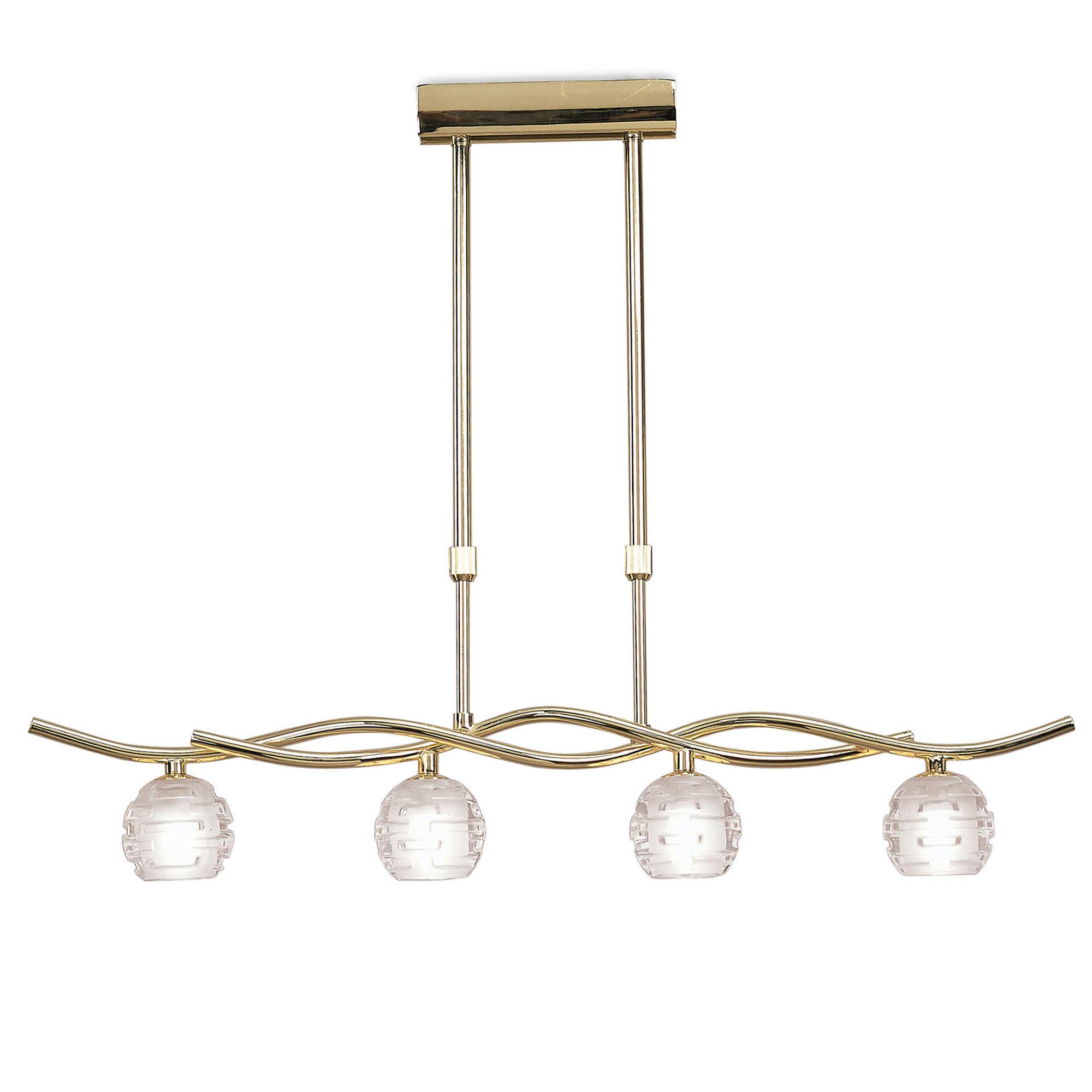 Dali Telescopic Linear Pendant Line 4 Light G9, Polished Brass
