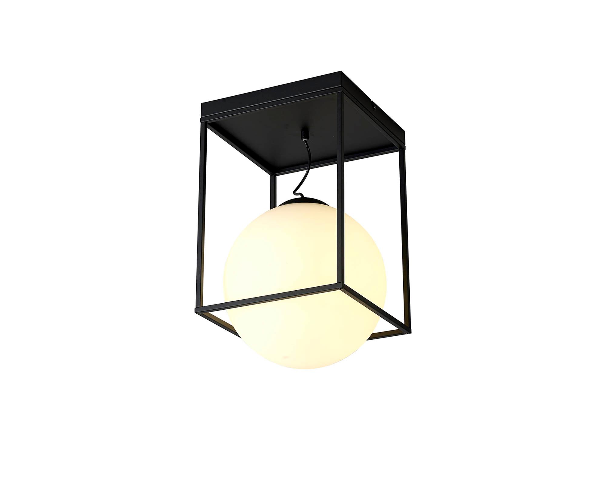 Desigual Large Short Semi Flush, 1 Light E27, Matt Black