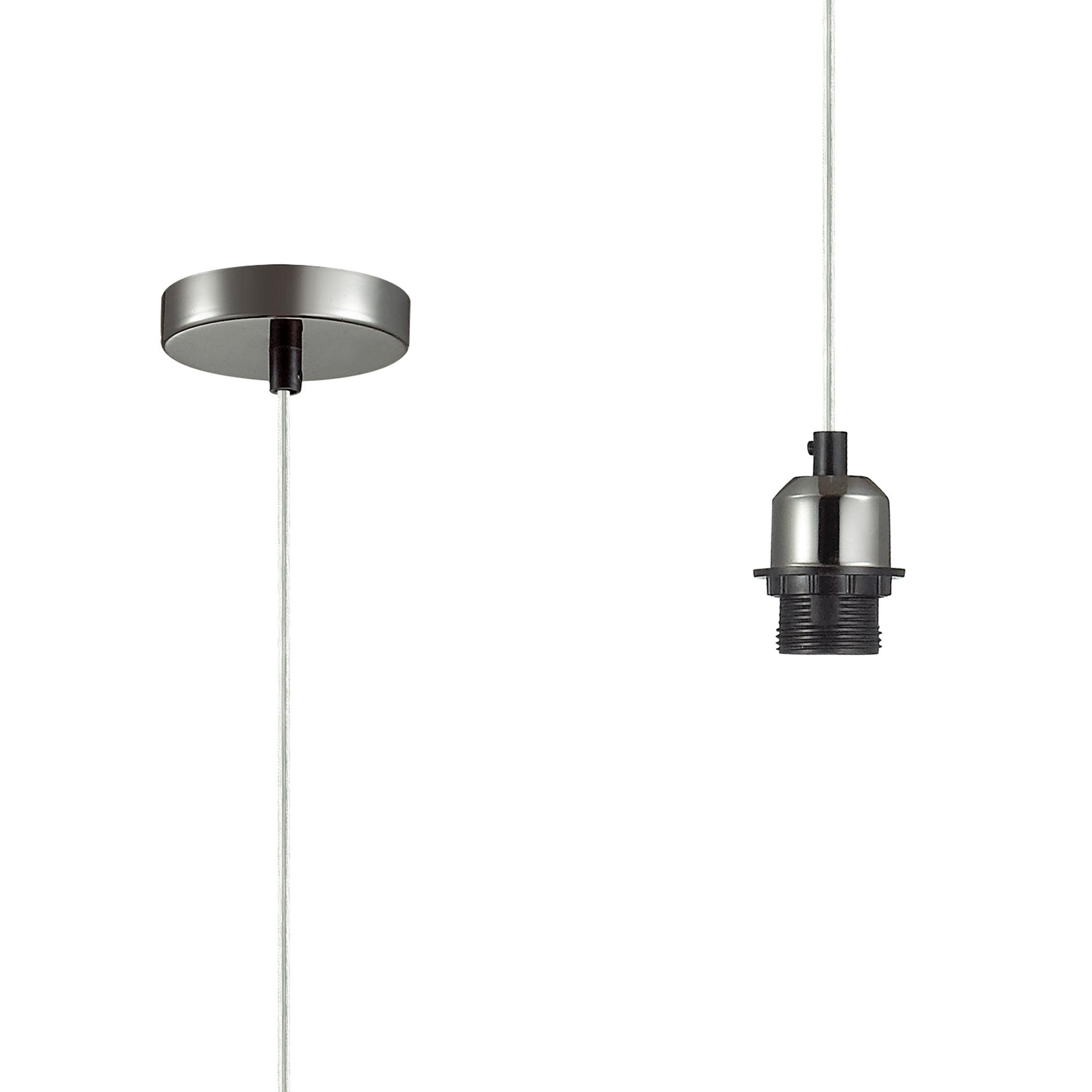Dreifa 1.5m Single Pendant, 1 x E27, Black Chrome/Clear Cable (Maximum Load 1.5kg)