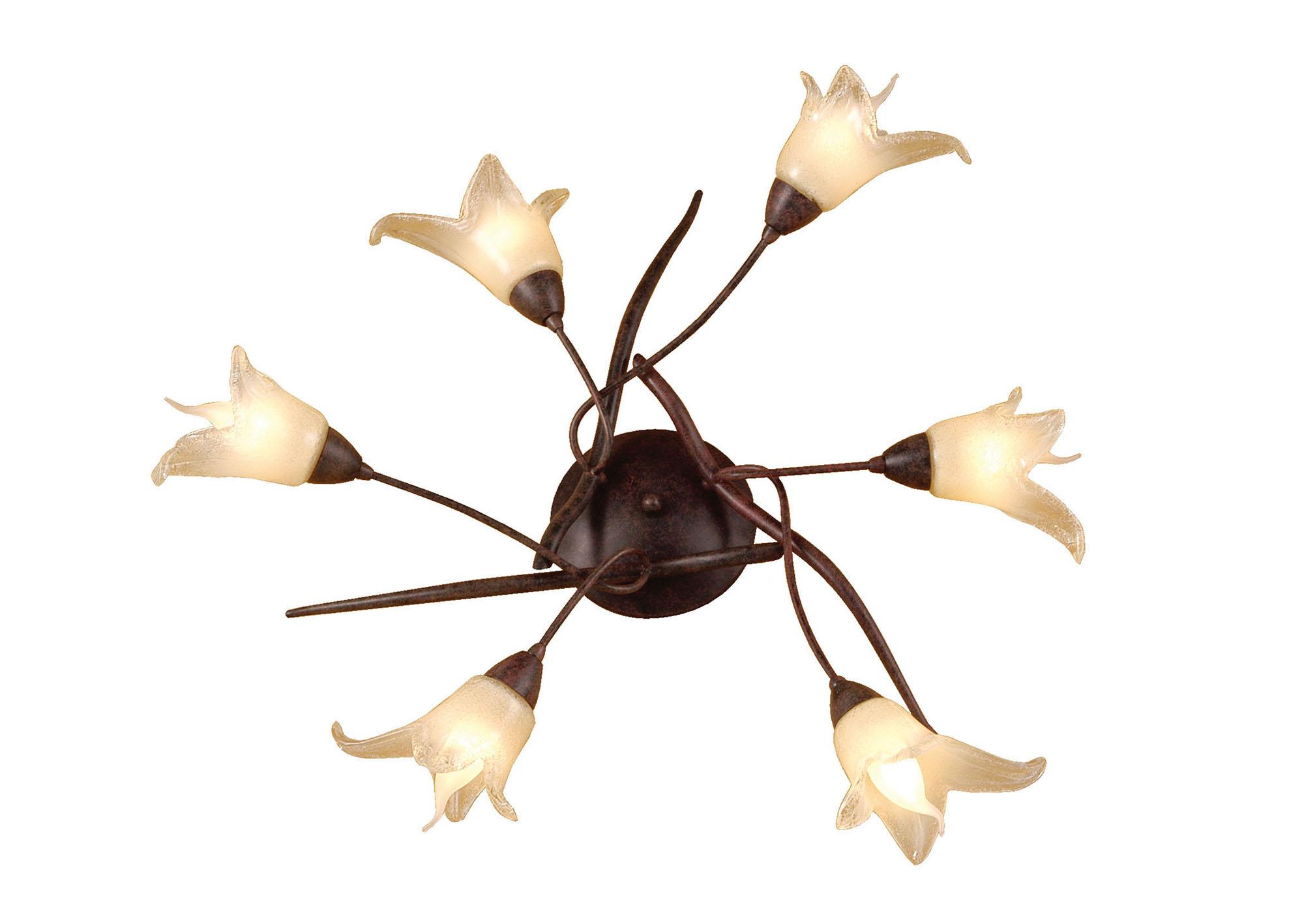 (0024 004) Florida 65cm Ceiling 6 Light E14, Brown/Black Oxide