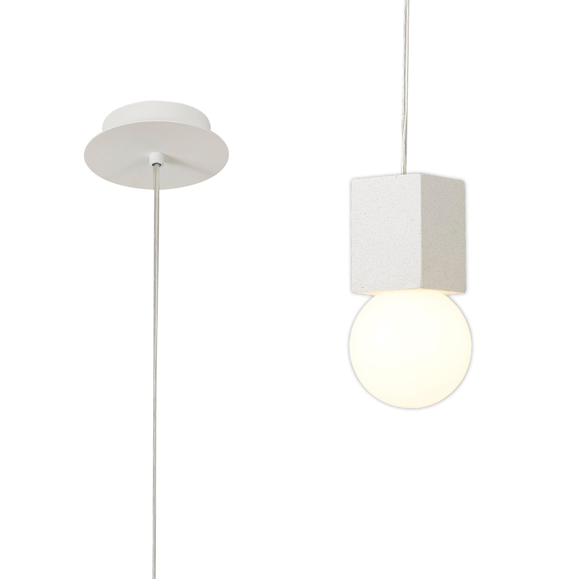 Galaxia 12cm Pendant Square, 1 Light E27, White / White Cement