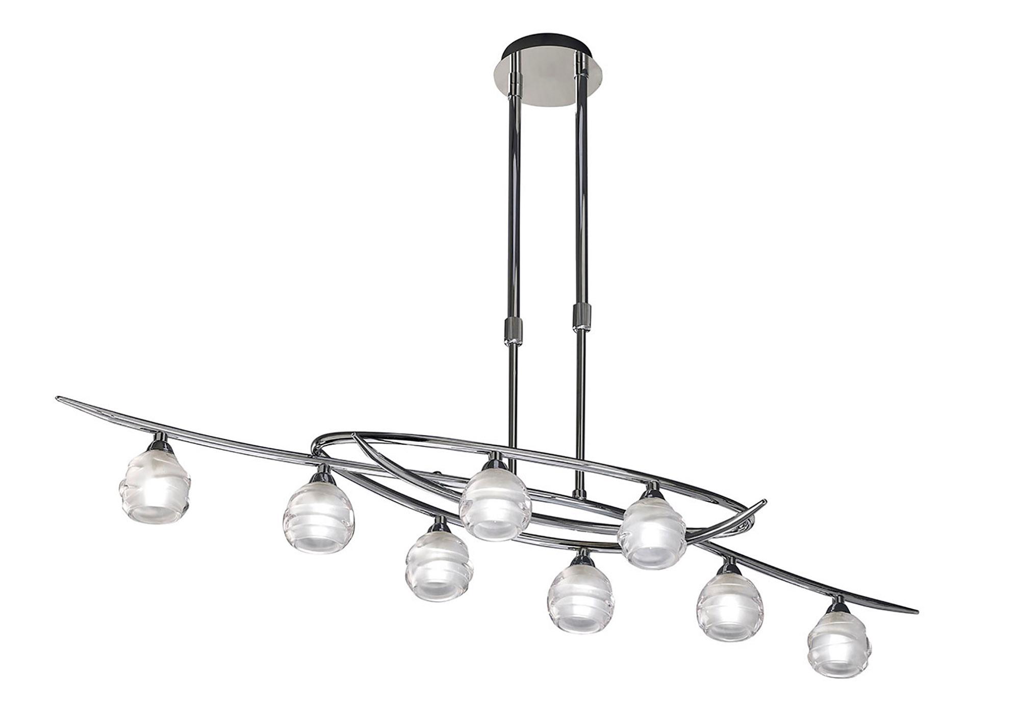 Loop Rectangular Telescopic 8 Light G9 ECO Line, Polished Chrome