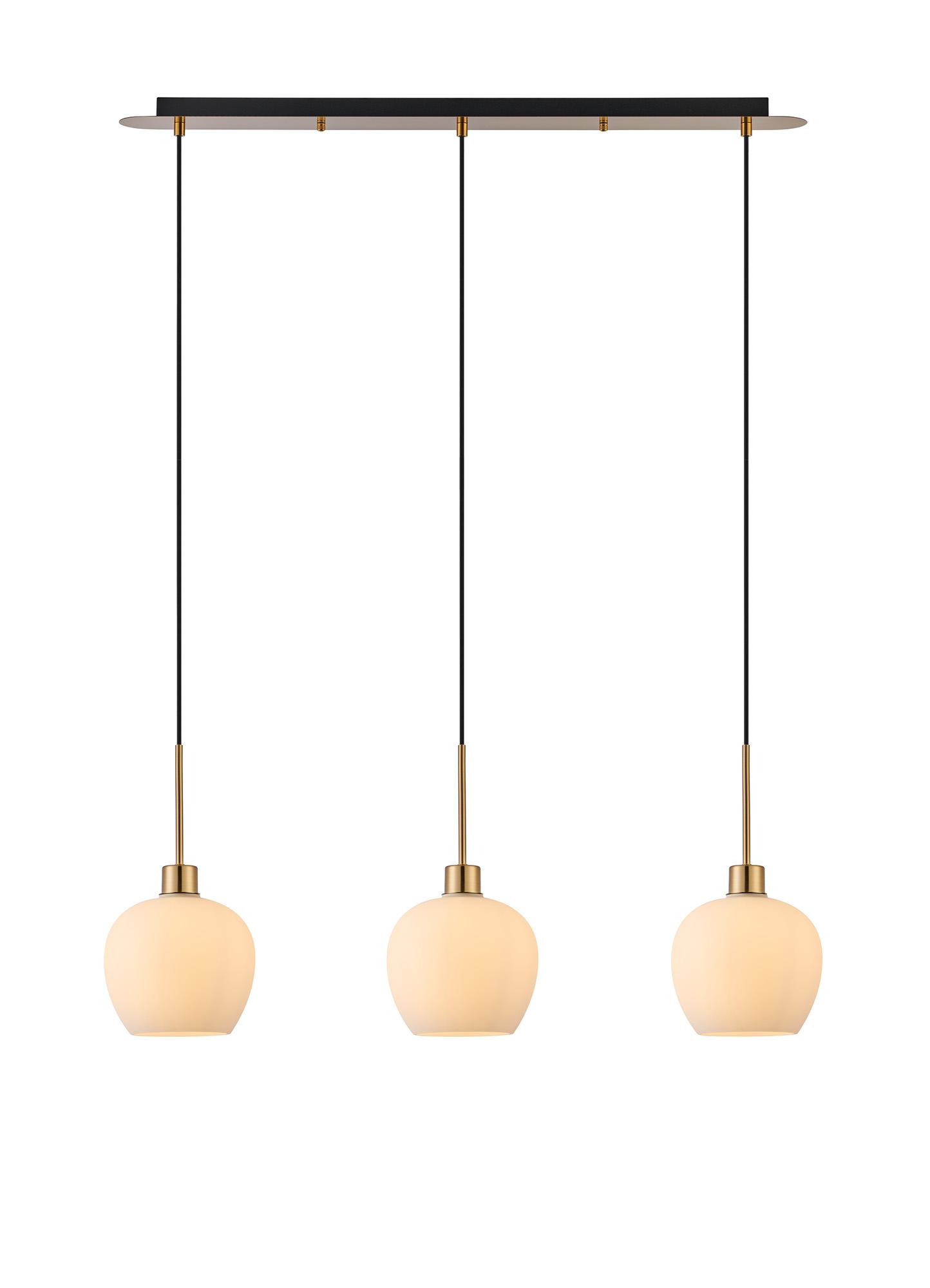 Lori Linear Pendant, 3 Light Adjustable E27, Antique Gold/Opal Wine Shades