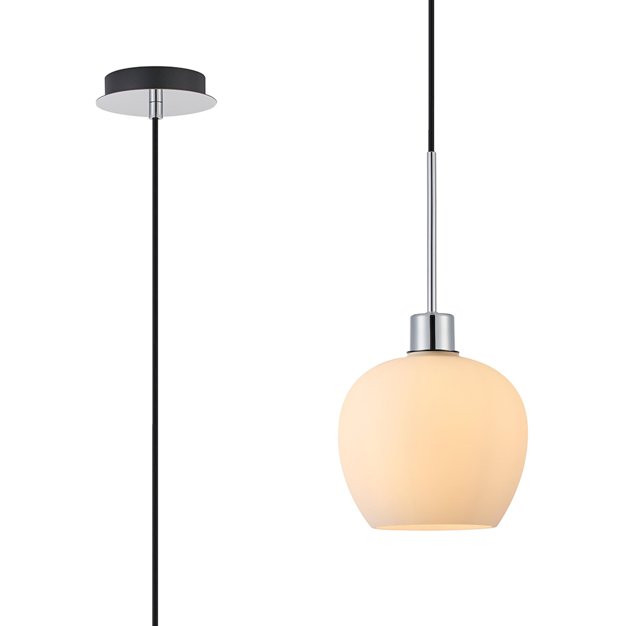 Lori 1.7m Single Pendant, 1 Light Adjustable E27, Polished Chrome/Opal Wine Shades