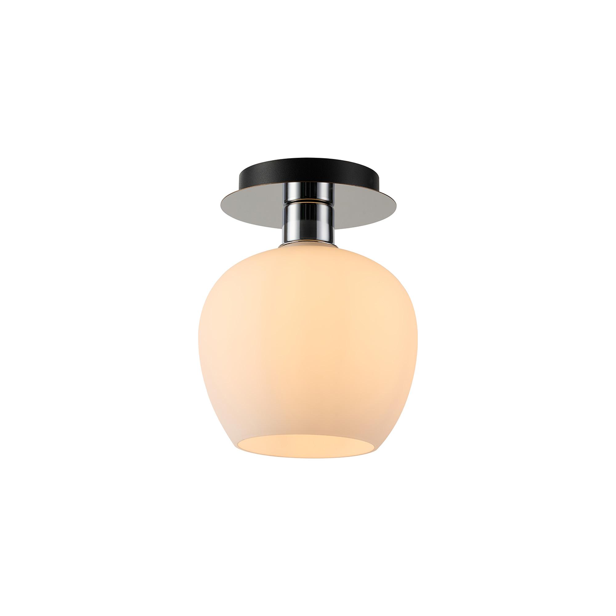 Lori 15cm Round Ceiling Flush, 1 Light Flush Fitting E27, Polished Chrome/Opal Wine Shades