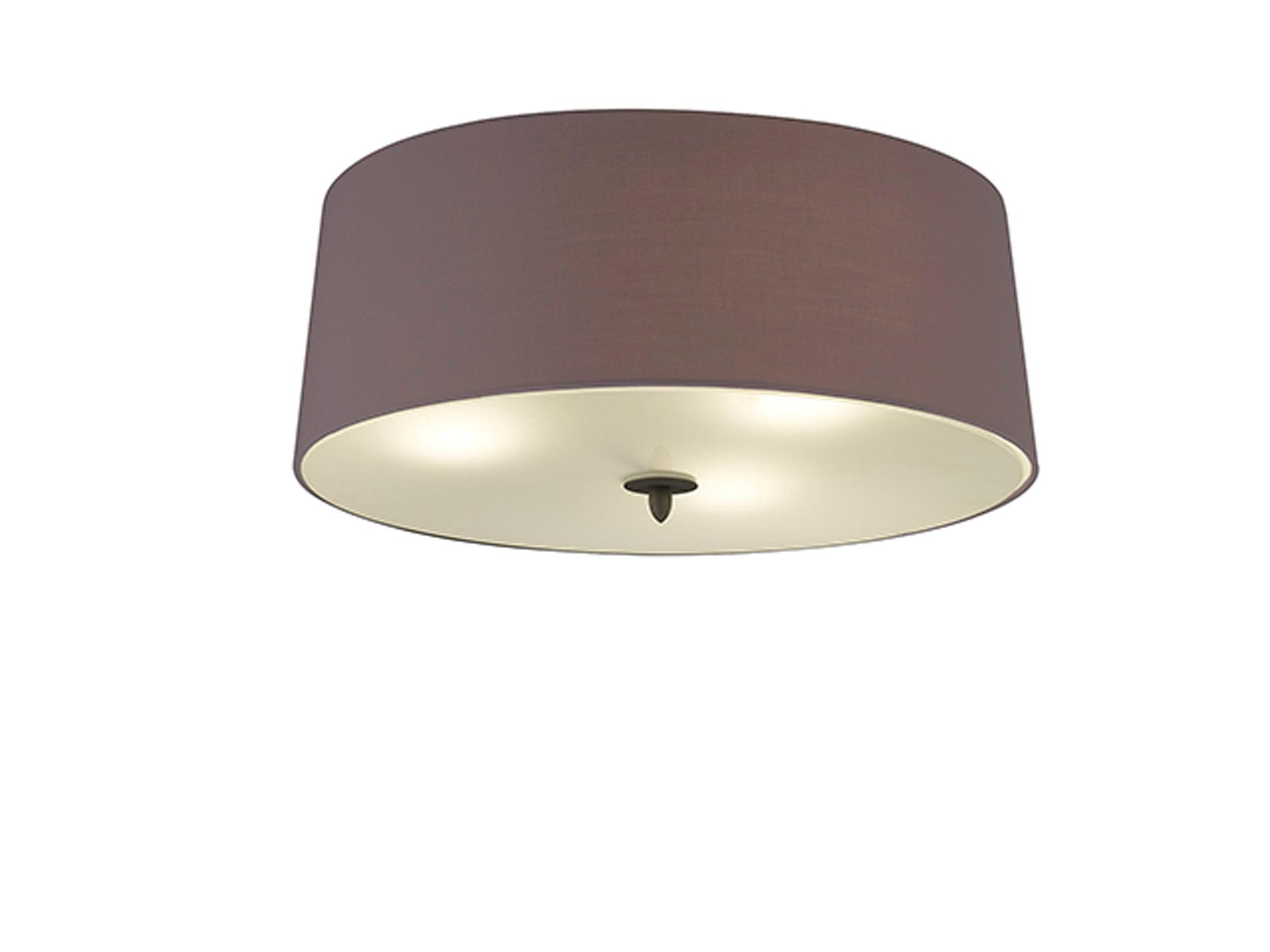 Lua Flush Ceiling 3 Light E27, Ash Grey With Ash Grey Shade