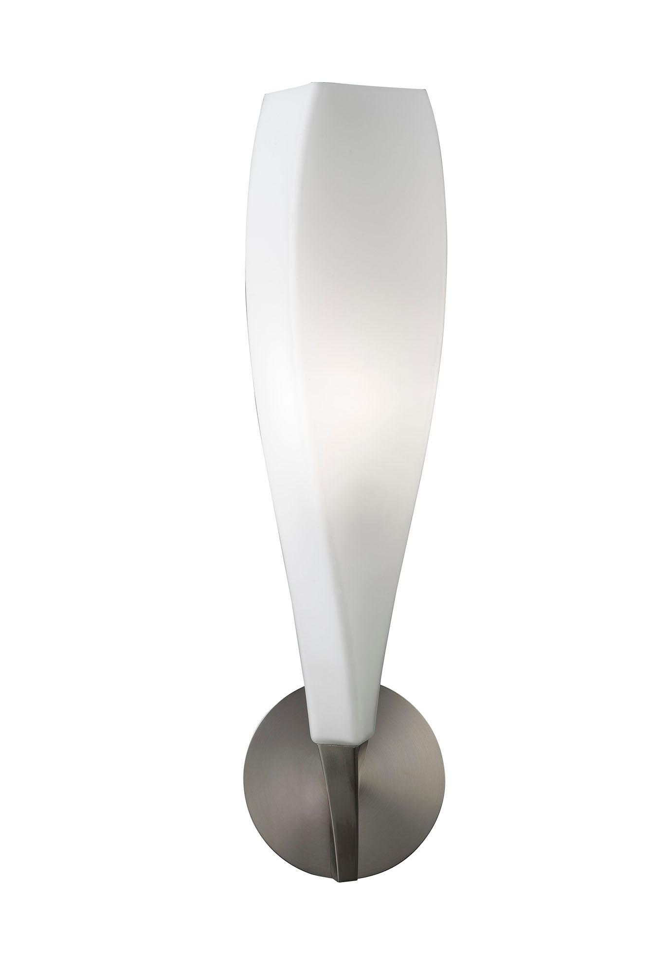 Neo Wall Lamp Switched 1 Light E27, Satin Nickel/Frosted White Glass
