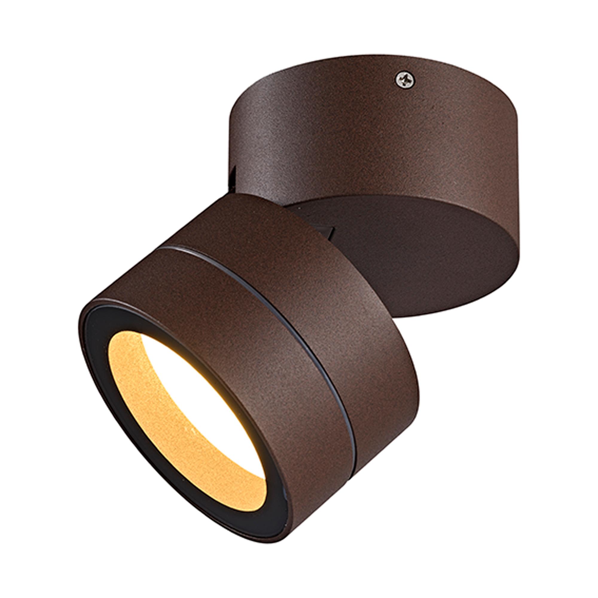 Saler Adjustable Ceiling Spotlight/Wall Light, 1 Light, With Replaceable 12W LEDs, 3000K, Rust Brown, IP65, 2yrs Warranty