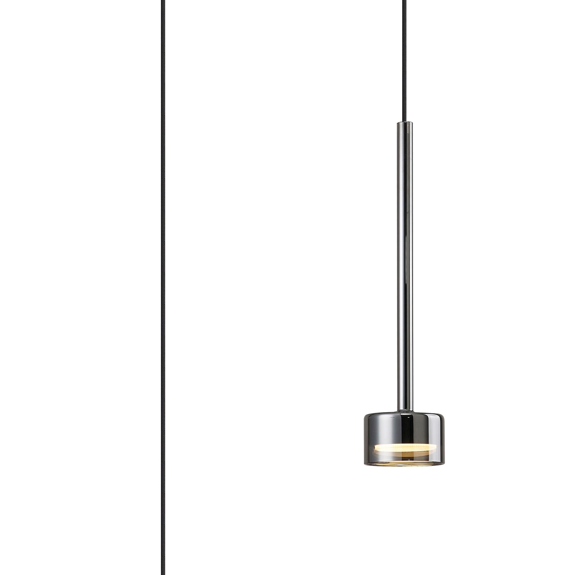Tonic 9.8cm Assembly Dimmable Pendant (WITHOUT PLATE), 1 Light, With Replaceable 12W LEDs, 4000K, Chrome/Chrome Glass