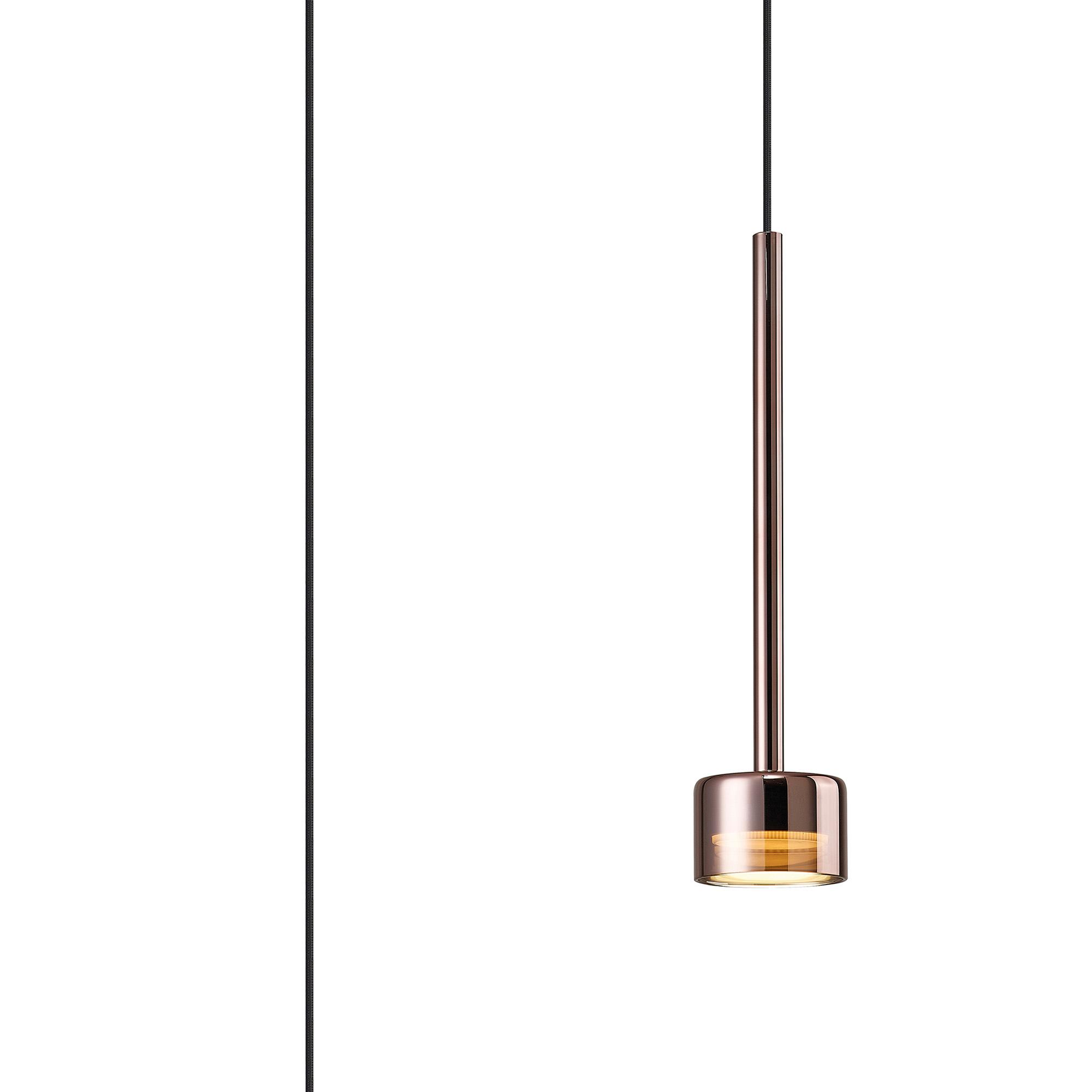 Tonic 9.8cm Assembly Dimmable Pendant (WITHOUT PLATE), 1 Light, With Replaceable 12W LEDs, 4000K, Copper/Copper Glass