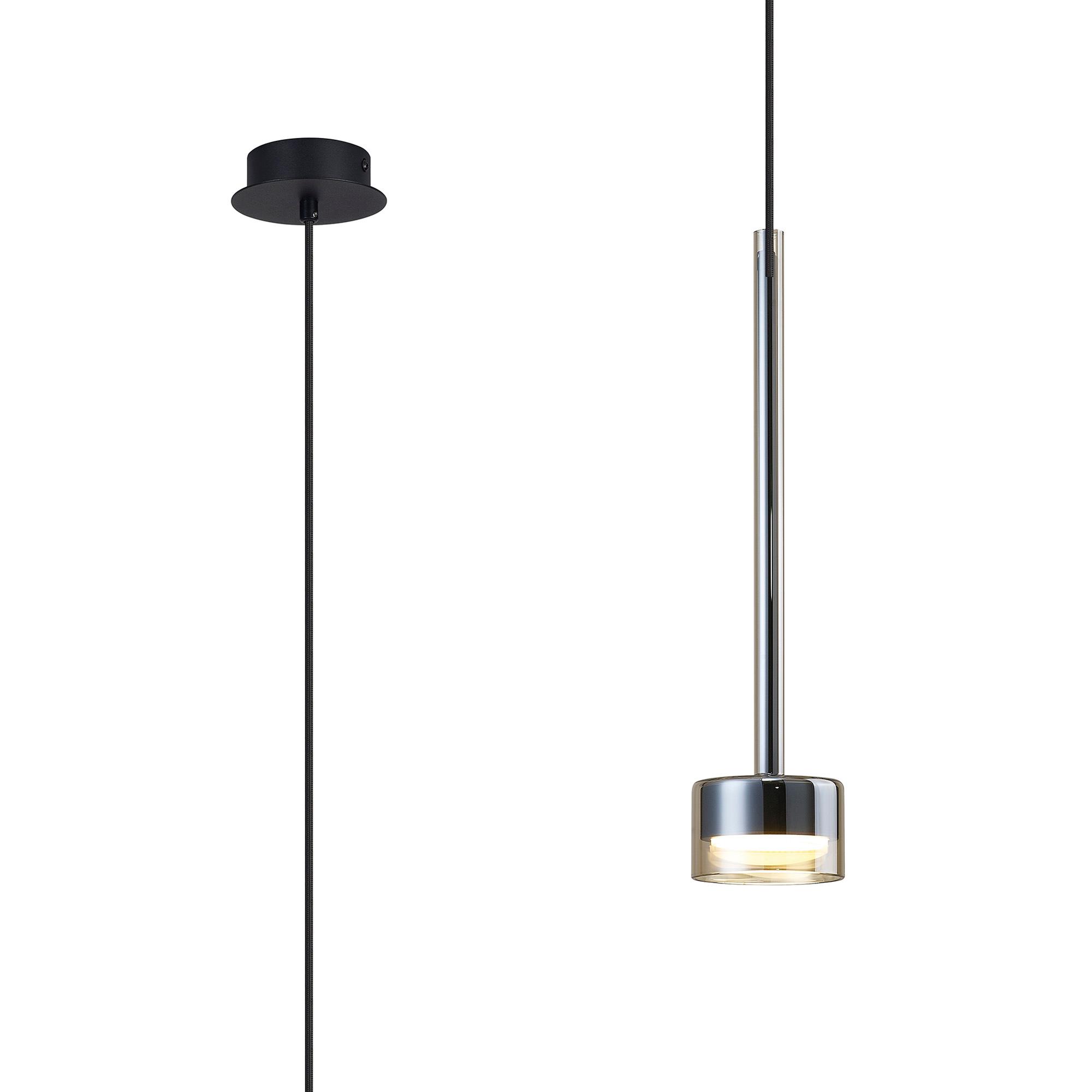 Tonic 9.8cm Dimmable Pendant, 1 Light, With Replaceable 12W LEDs, 3000K, Bronze/Black/Bronze Glass
