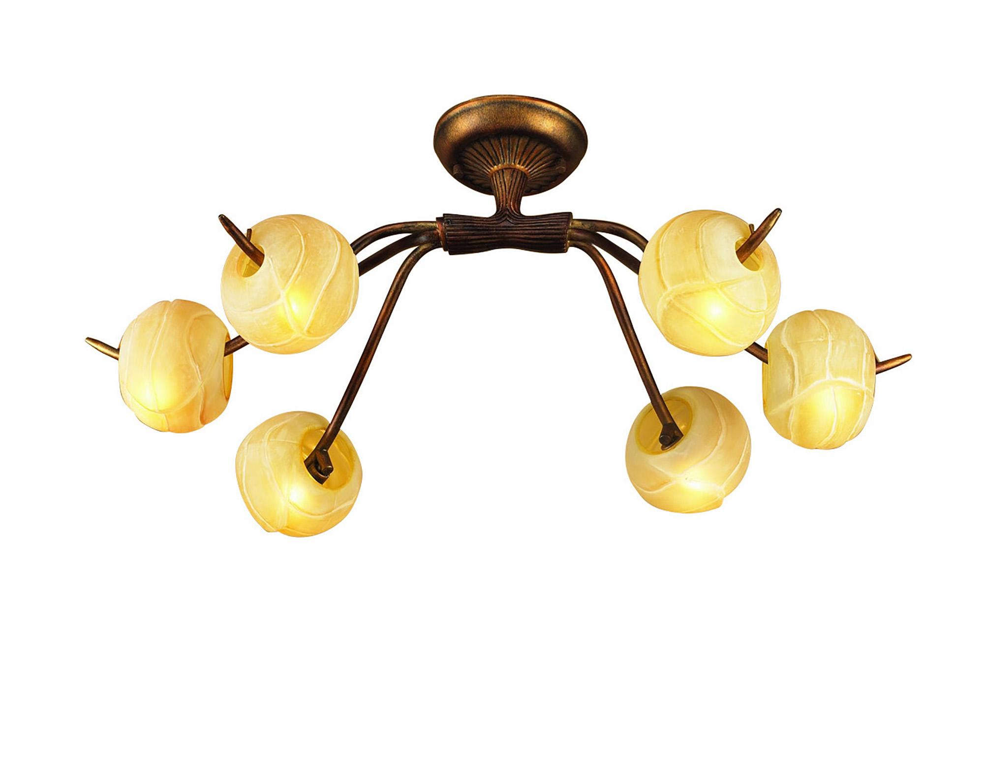 (0038 002) Wave 76cm Ceiling 6 Light G9, Rustic Gold